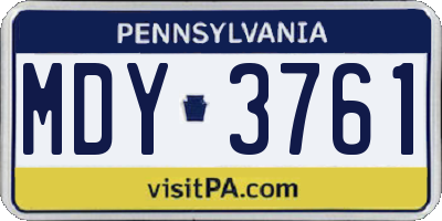 PA license plate MDY3761
