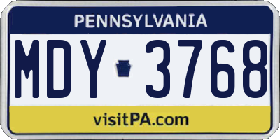 PA license plate MDY3768