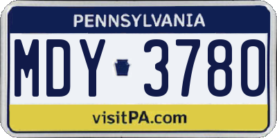 PA license plate MDY3780