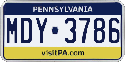 PA license plate MDY3786