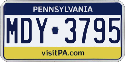 PA license plate MDY3795