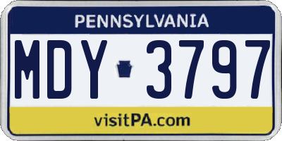 PA license plate MDY3797