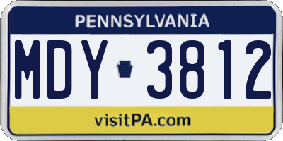 PA license plate MDY3812