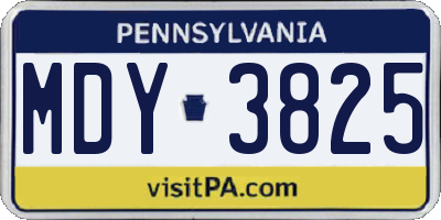PA license plate MDY3825