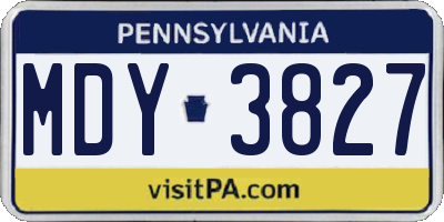 PA license plate MDY3827