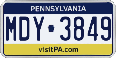 PA license plate MDY3849