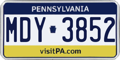 PA license plate MDY3852