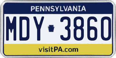 PA license plate MDY3860
