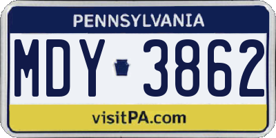 PA license plate MDY3862