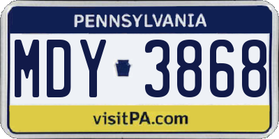 PA license plate MDY3868