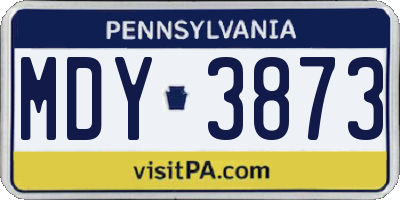 PA license plate MDY3873