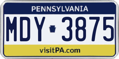 PA license plate MDY3875