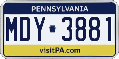 PA license plate MDY3881