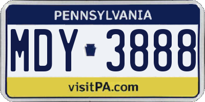 PA license plate MDY3888