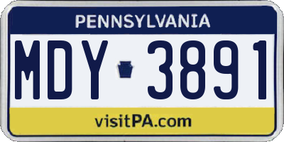 PA license plate MDY3891