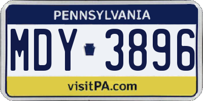 PA license plate MDY3896
