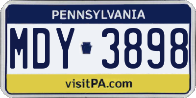 PA license plate MDY3898