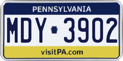 PA license plate MDY3902