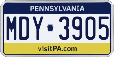 PA license plate MDY3905