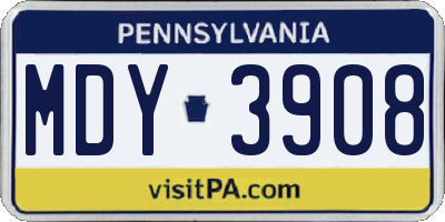PA license plate MDY3908