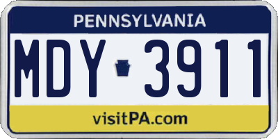 PA license plate MDY3911