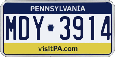 PA license plate MDY3914