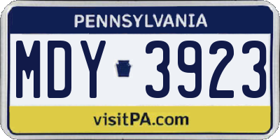 PA license plate MDY3923