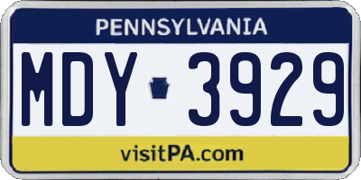 PA license plate MDY3929
