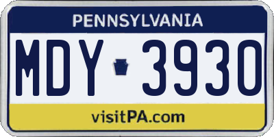 PA license plate MDY3930
