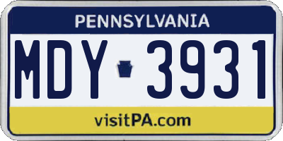 PA license plate MDY3931