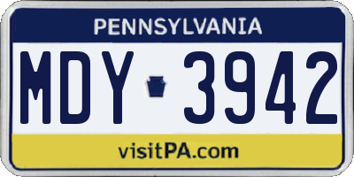 PA license plate MDY3942