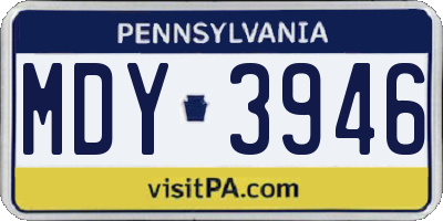 PA license plate MDY3946