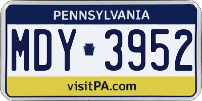 PA license plate MDY3952