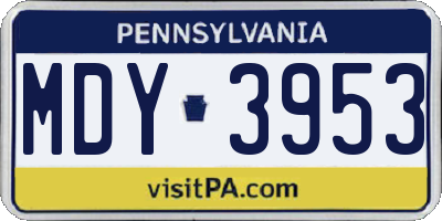 PA license plate MDY3953