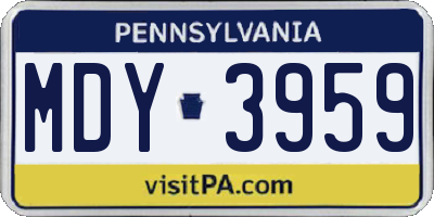 PA license plate MDY3959