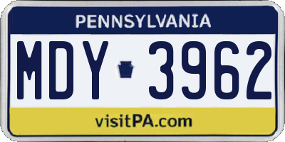 PA license plate MDY3962