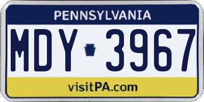 PA license plate MDY3967