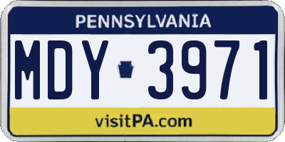 PA license plate MDY3971