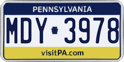 PA license plate MDY3978