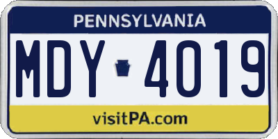 PA license plate MDY4019