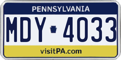 PA license plate MDY4033