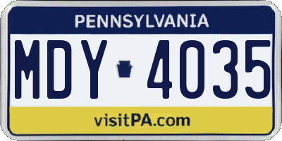 PA license plate MDY4035