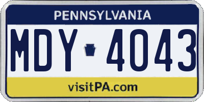 PA license plate MDY4043