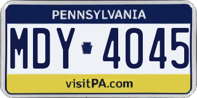 PA license plate MDY4045