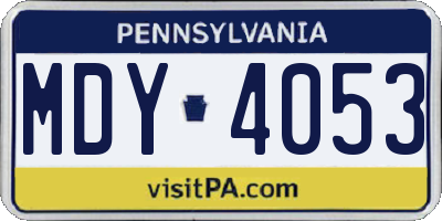 PA license plate MDY4053