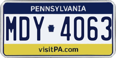 PA license plate MDY4063