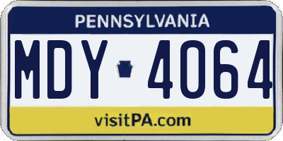 PA license plate MDY4064