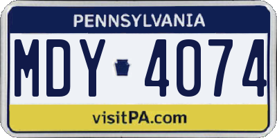 PA license plate MDY4074