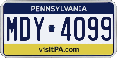 PA license plate MDY4099