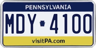 PA license plate MDY4100